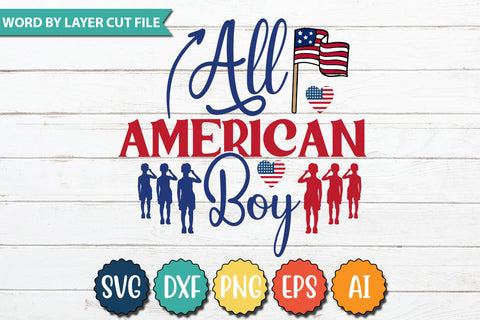 All American Boy SVG Cut File,SVGs,quotes-and-sayings,food-drink,mini-bundles,print-cut,on-sale, SVG DesignPlante 503 