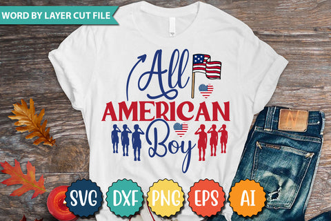 All American Boy SVG Cut File,SVGs,quotes-and-sayings,food-drink,mini-bundles,print-cut,on-sale, SVG DesignPlante 503 
