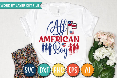 All American Boy SVG Cut File,SVGs,quotes-and-sayings,food-drink,mini-bundles,print-cut,on-sale, SVG DesignPlante 503 