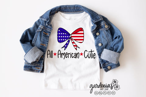 All American Cutie Bow Flag SVG Gardenias Art Shop 