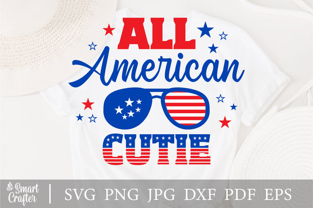 All American Cutie SVG, 4th of July SVG, Cutie SVG, July 4th svg, America svg, Sunglasses svg, Independence Day svg, png dxf SVG Fauz 