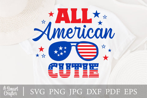 All American Cutie SVG, 4th of July SVG, Cutie SVG, July 4th svg, America svg, Sunglasses svg, Independence Day svg, png dxf SVG Fauz 