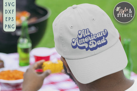 All American Dad SVG | Fathers Day | 4th of July SVG Style and Stencil 