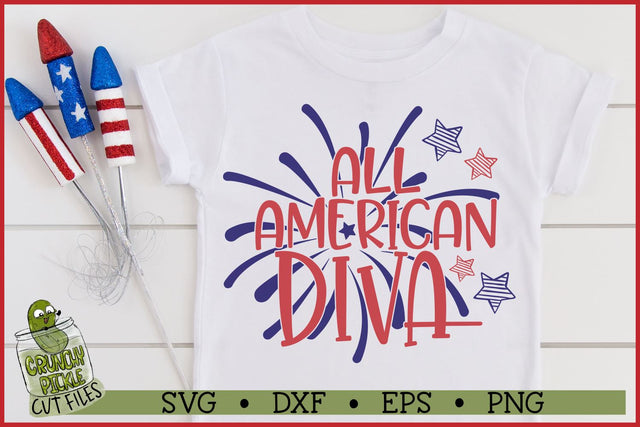 All American Diva Patriotic / July 4th SVG Cut File SVG Crunchy Pickle 