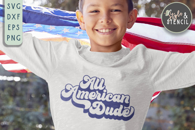 All American Dude SVG | 4th of July | America SVG Style and Stencil 
