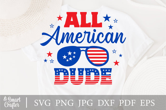 All American Dude SVG, 4th of July SVG, Dude SVG, July 4th svg, America svg, Sunglasses svg, Independence Day svg, png dxf SVG Fauz 