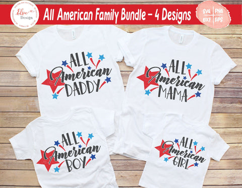 All American Family - Daddy/Mama/Boy/Girl - SVG, PNG, DXF, EPS SVG Elsie Loves Design 