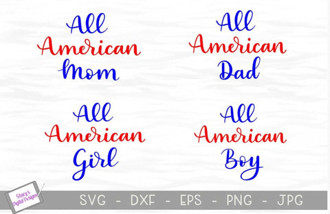 All American Family SVG Bundle - Patriotic SVG Files - handlettered SVG Stacy's Digital Designs 