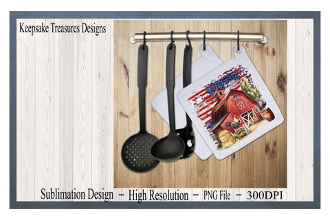 All American Farm, Red Barn Illustration, July 4th, Sublimation PNG, Digital Download, Sublimation Print Sublimation Keepsake Treasures Designs LLC. 