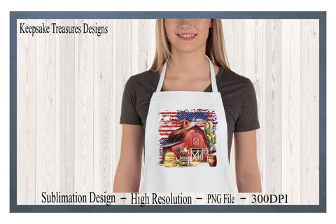 All American Farm, Red Barn Illustration, July 4th, Sublimation PNG, Digital Download, Sublimation Print Sublimation Keepsake Treasures Designs LLC. 