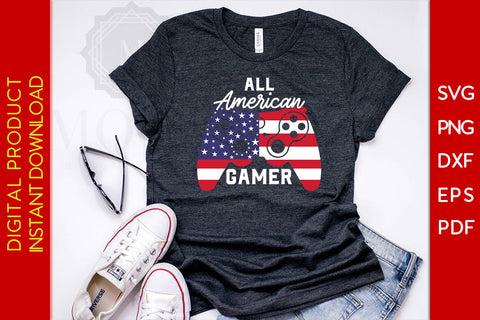 All American Gamer 4th Of July SVG PNG PDF Cut File SVG Creativedesigntee 