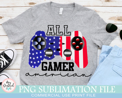 All American Gamer PNG, Fourth Of July Png, New Dad Shirt, Gamer Shirt Png, Dad Day Png, 4th Of July Sublimation Design, God Bless The USA Sublimation MyDesiredSVG 