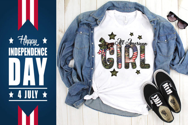 All American Girl 4th of July sublimation PNG File SVG Svgcraft 