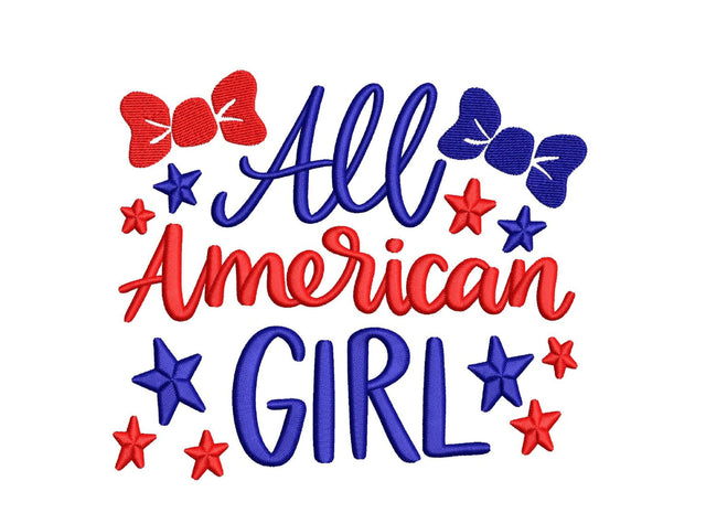All American Girl Machine Embroidery Design, July 4th Embroidery File, USA Flag Embroidery Design, 3 sizes, Instant download Embroidery/Applique DESIGNS Nino Nadaraia 