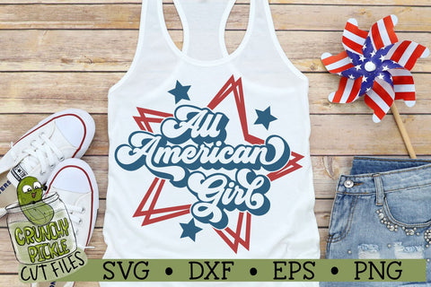 All American Girl Patriotic SVG Cut File SVG Crunchy Pickle 