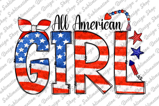 All American Girl Png, Fourth Of July Png, Patriotic Png, American Flag Png, Bandana Png, Sublimation Designs Download, Digital Download Sublimation SublimationDesignShop 