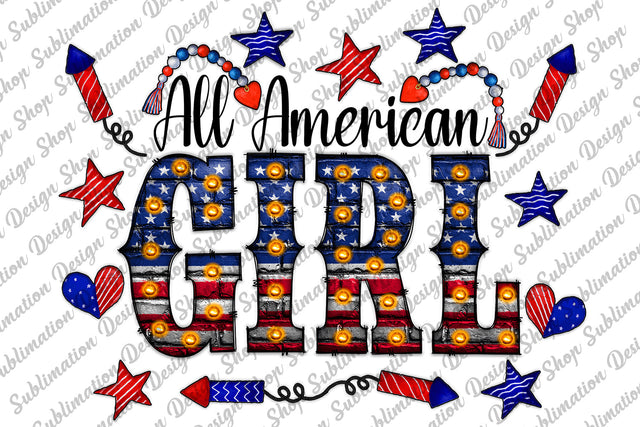 All American Girl Png, Fourth Of July Png, Patriotic Png, American Flag Png, Western Png, Sublimation Designs Download, Digital Download Sublimation SublimationDesignShop 