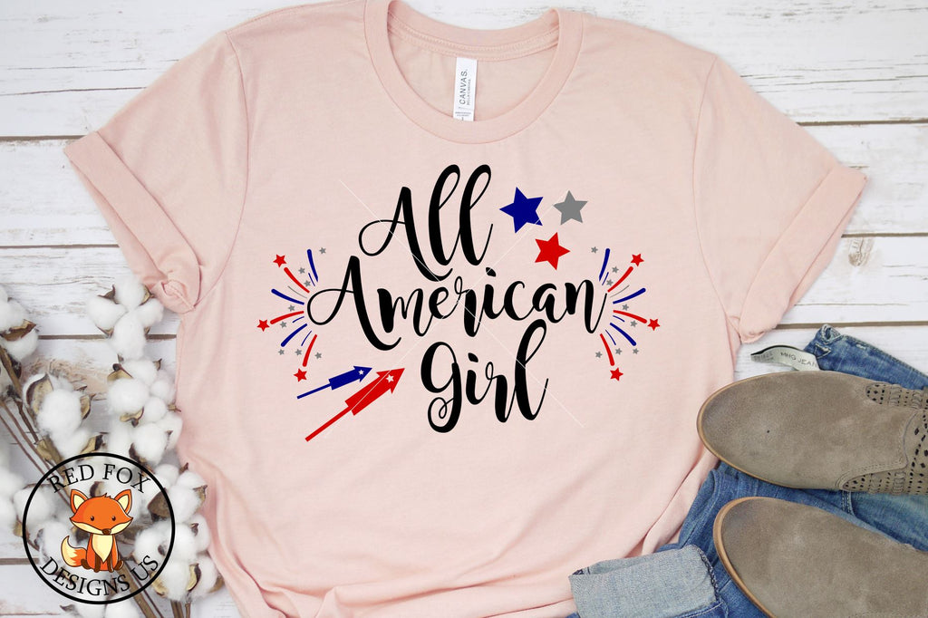 All American Girl SVG | 4th of July SVG | Fourth of July SVG - So Fontsy