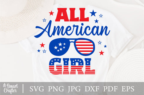 All American girl SVG, 4th of July SVG, girl SVG, July 4th svg, America svg, Sunglasses svg, Independence Day svg, png dxf SVG Fauz 