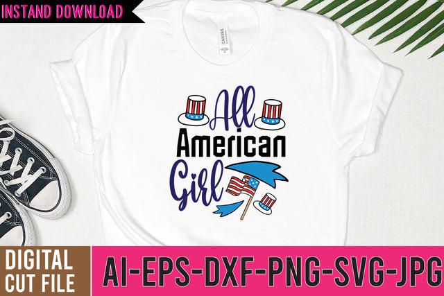 All American Girl SVG Cut File, All American Girl SVG Design,4th of july SVG Bundle SVG BlackCatsMedia 