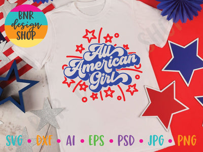 All American Girl SVG for 4th of July SVG BNRDesignShop 