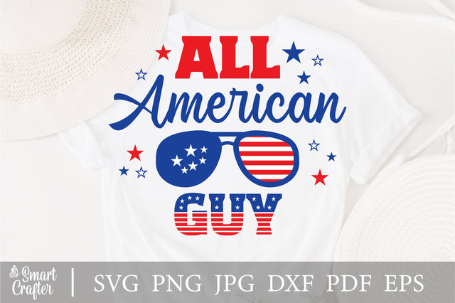 All American Guy SVG, 4th of July SVG, Guy SVG, July 4th svg, America svg, Sunglasses svg, Independence Day svg, png dxf SVG Fauz 