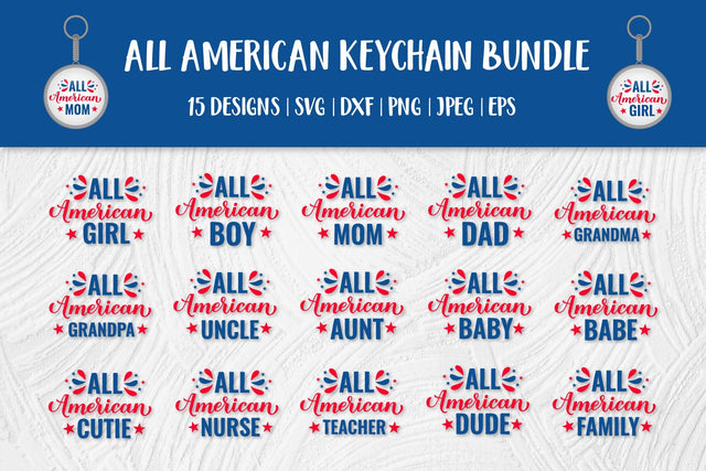 All American keychain bundle SVG. Patriotic key chain SVG LaBelezoka 