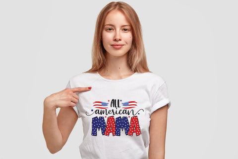 All American Mama, 4th of July PNG Sublimation Sublimation CraftLabSVG 