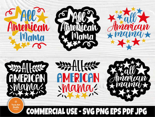 All American Mama SVG, 4th of July Svg, Cricut Svg SVG TonisArtStudio 