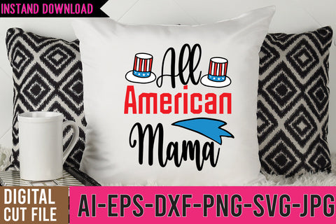 All American Mama SVG Cut FIle, All American Mama SVG Design,American Flag Shirt SVG BlackCatsMedia 