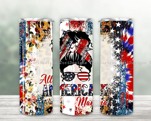 All American Mama Tumbler Design, 4th July Tumbler Sublimation Design, USA Flag Tumbler Wrap, Patriotic Tumbler Download Sublimation ToriDesigns 