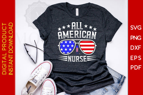 All American Nurse 4th Of July SVG PNG PDF Cut File SVG Creativedesigntee 