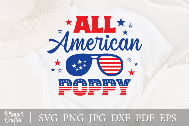 All American Poppy SVG, 4th of July SVG, Poppy SVG, July 4th svg, America svg, Sunglasses svg, Independence Day svg, png dxf SVG Fauz 