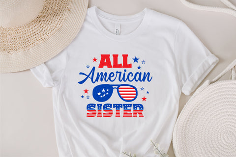 All American Sister SVG, 4th of July SVG, Sister SVG, July 4th svg, America svg, Sunglasses svg, Independence Day svg, png dxf SVG Fauz 
