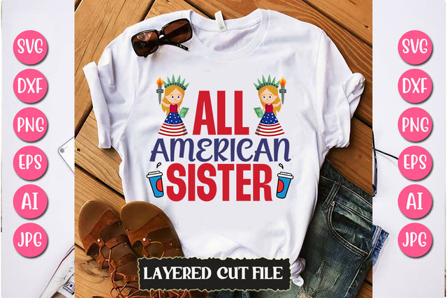 All American Sister SVG Cut File SVG Newmockups 