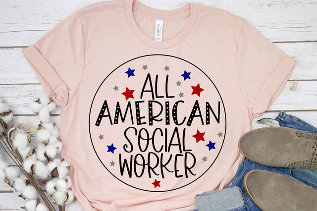 All American Social Worker SVG | Fourth Of July Design | Independence Day SVG RedFoxDesignsUS 