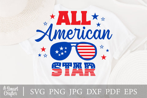All American Star SVG, 4th of July SVG, Star SVG, July 4th svg, America svg, Sunglasses svg, Independence Day svg, png dxf SVG Fauz 