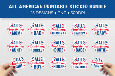 All American sticker bundle. 4th of July stickers printable Sublimation LaBelezoka 