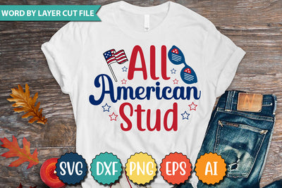 All American Stud Svg Cut File,PNG,EPS,DXF,AI,JPG,Patriotic Fighter Pilot Aviator Sunglasses Stars Stripes Clipart Clip Art Sublimation or Vinyl Shirt Design SVG DesignPlante 503 