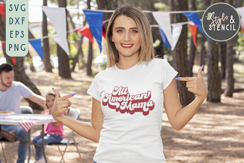 All American SVG | Mama | 4th of July SVG Style and Stencil 