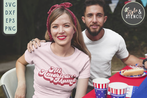 All American SVG | Mama | 4th of July SVG Style and Stencil 