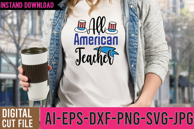 All American Teacher SVG Cut File SVG BlackCatsMedia 
