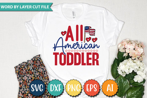 All American Toddler SVG Cut File,SVGs,quotes-and-sayings,food-drink,mini-bundles,print-cut,on-sale, SVG DesignPlante 503 
