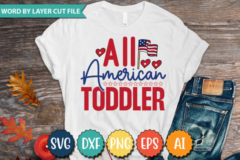All American Toddler SVG Cut File,SVGs,quotes-and-sayings,food-drink,mini-bundles,print-cut,on-sale, SVG DesignPlante 503 