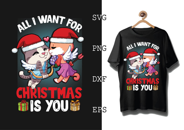 All I Want For Christmas is You Svg, Animal Christmas Svg, Merry Christmas Svg, Cat lover Svg SVG DesignTShirt 