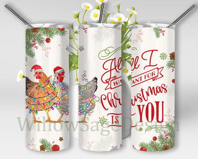 All I Want For Christmas Is You Tumbler Png, Christmas Chicken 20oz Skinny Tumbler, Christmas Tree Design Tumbler, Chicken Christmas Light Tumbler Wrap, Merry Christmas Sublimation Design, Instant Download Sublimation WillowSageDesign 