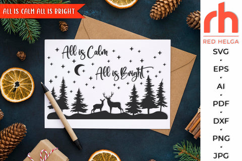 All is Calm All is Bright SVG - Christmas Scene Cut File SVG RedHelgaArt 