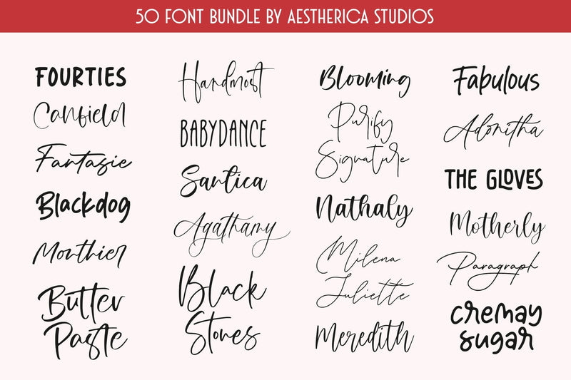 All New Fonts! 50 Font Bundle - So Fontsy