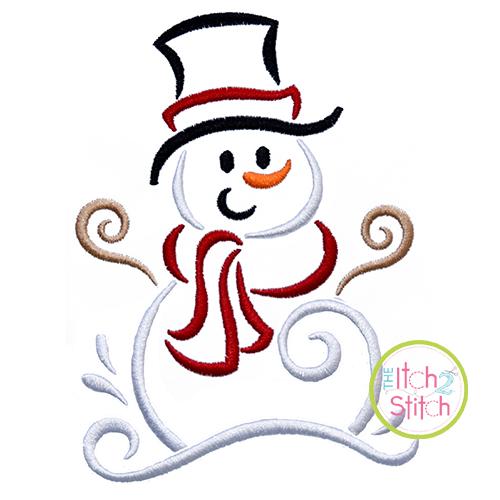 All Occasion Swirly Snowman Embroidery Embroidery/Applique The Itch 2 Stitch 