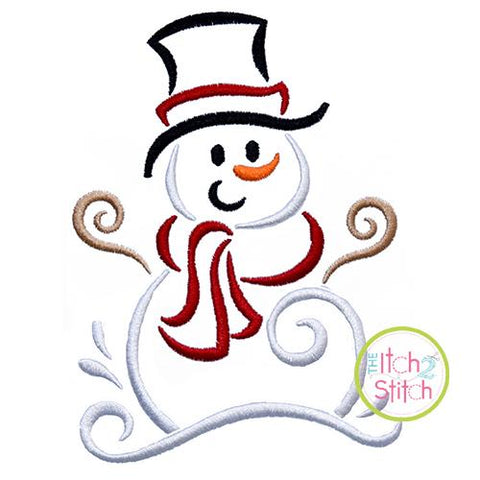 All Occasion Swirly Snowman Embroidery Embroidery/Applique The Itch 2 Stitch 